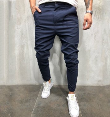 Men's Solid Color Slim Woven Leisure Trousers - NextthinkShop0CJNSXZHL00248-Navy-3XL0
