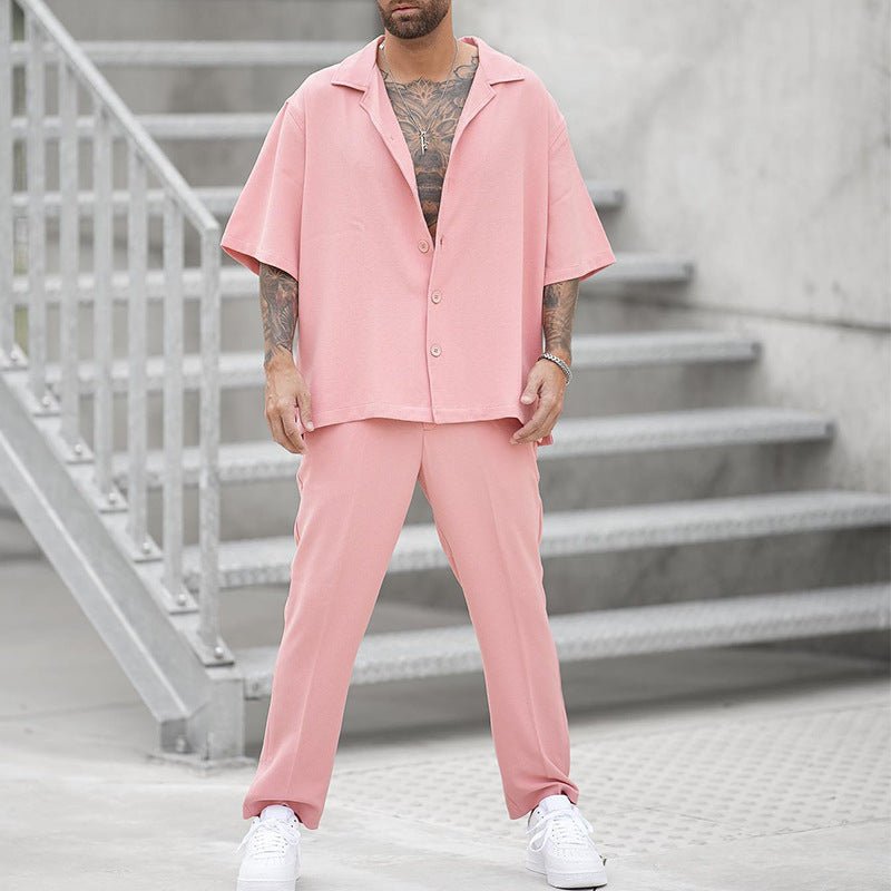 Men's Summer Fashion Shirt Casual Pants Two-piece Set - NextthinkShop0CJTW179991503CX0