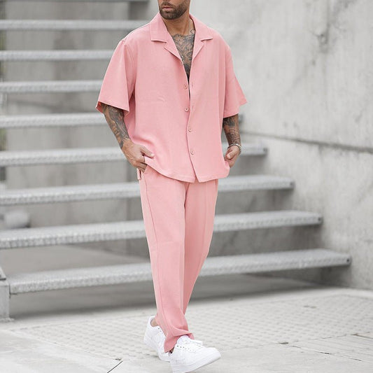 Men's Summer Fashion Shirt Casual Pants Two-piece Set - NextthinkShop0CJTW179991503CX0