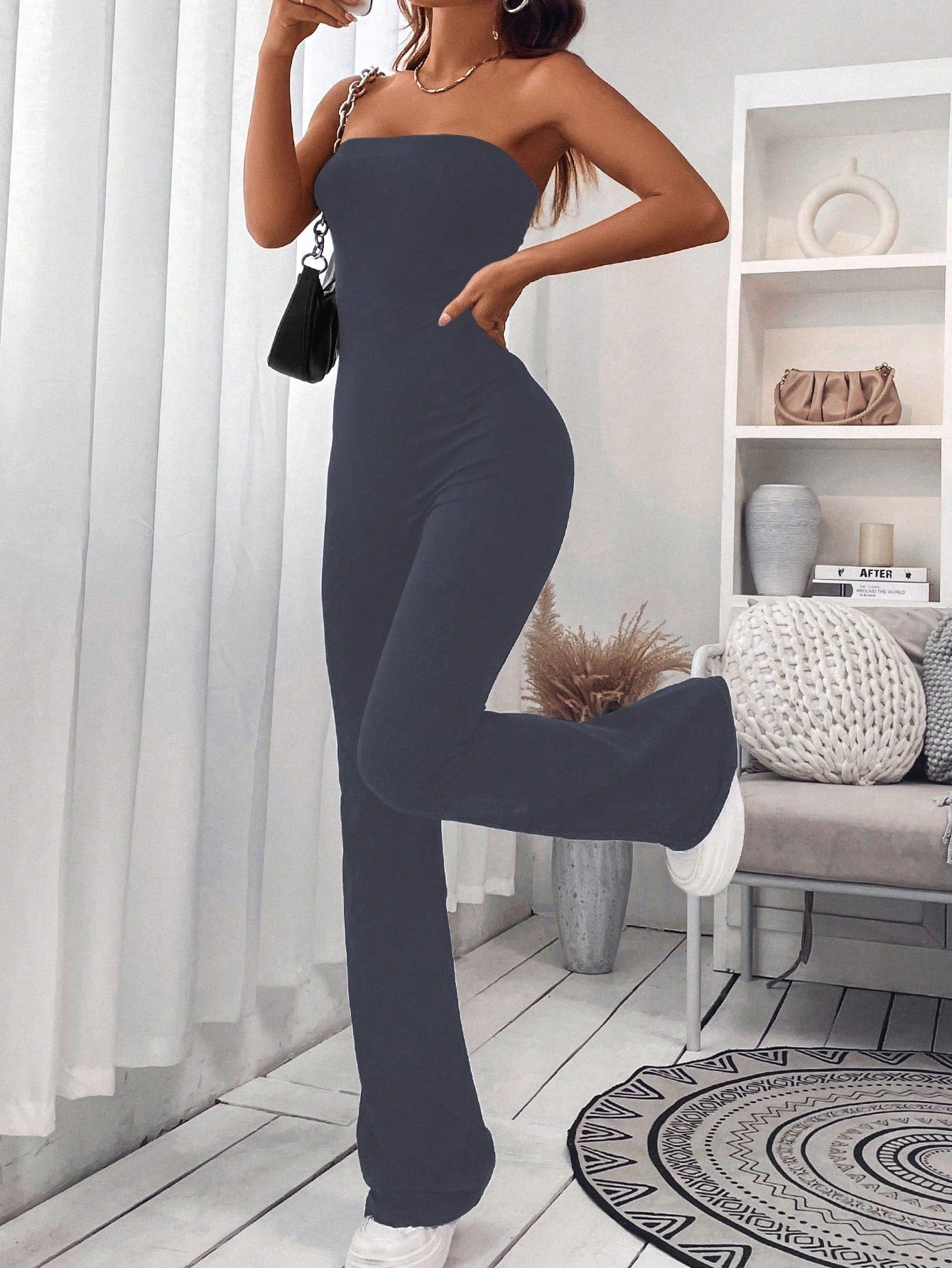 tube top wide leg jumpsuit