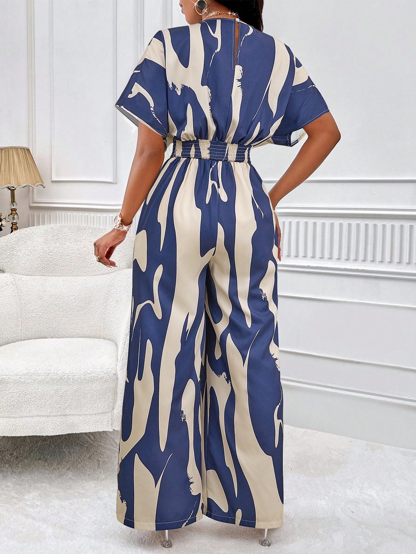 wide leg jumpsuit with sleeves