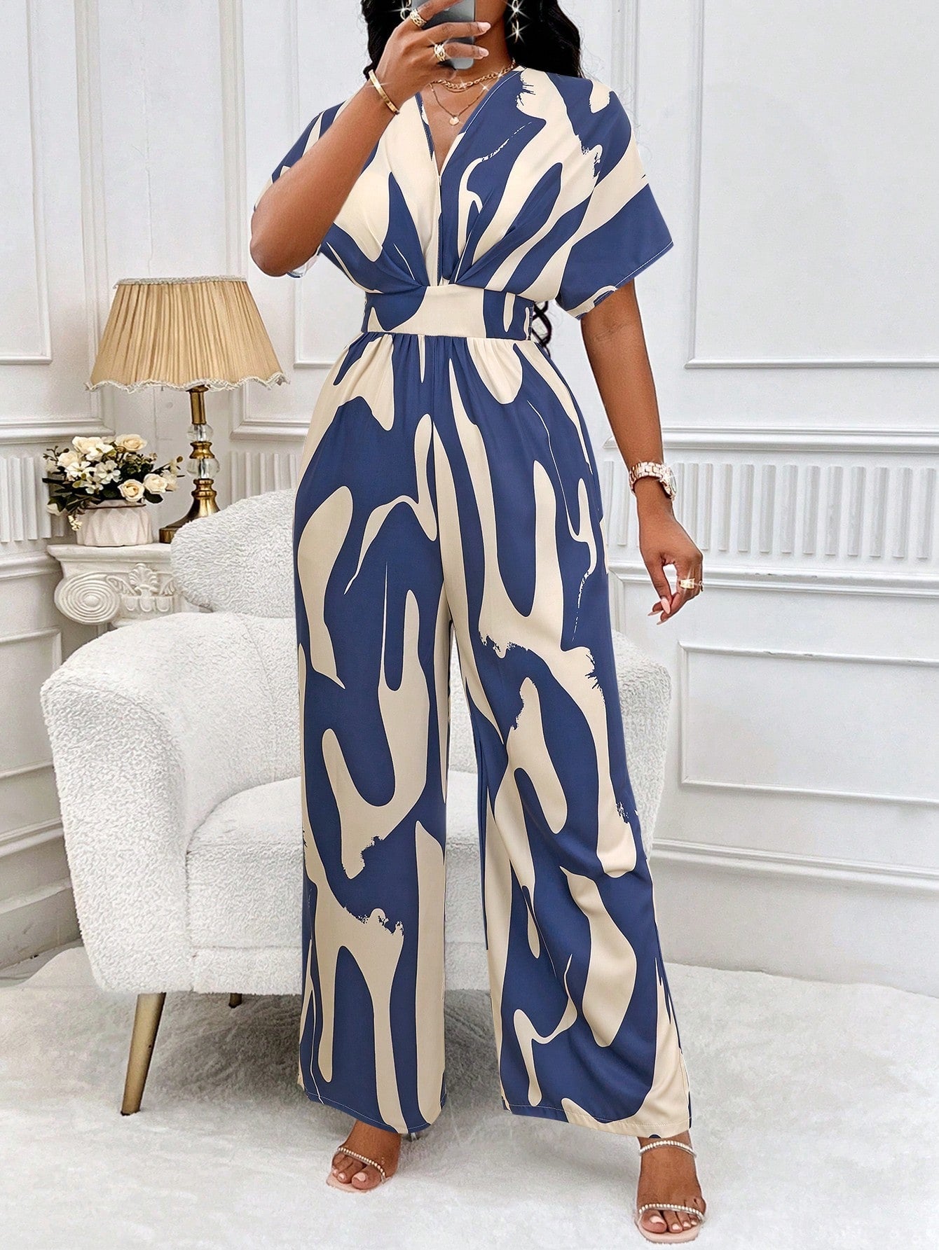 wide leg jumpsuit with sleeves