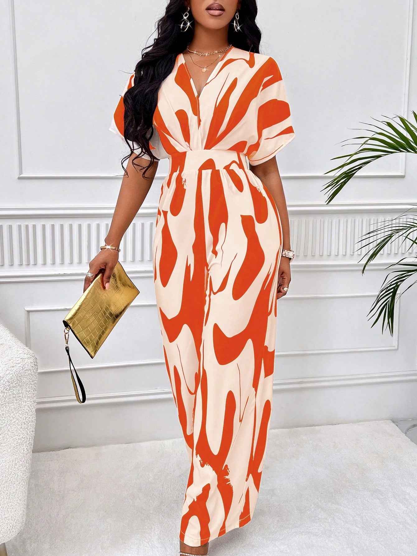 wide leg jumpsuit with sleeves