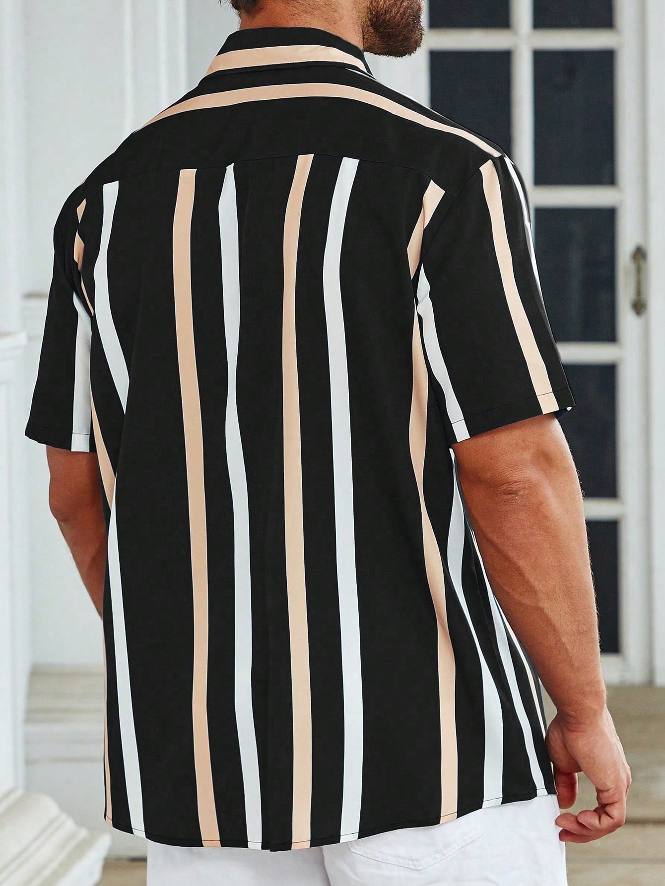 Nextthink Men Plus Striped Print Shirt - NextthinkShopsm2307178338884408