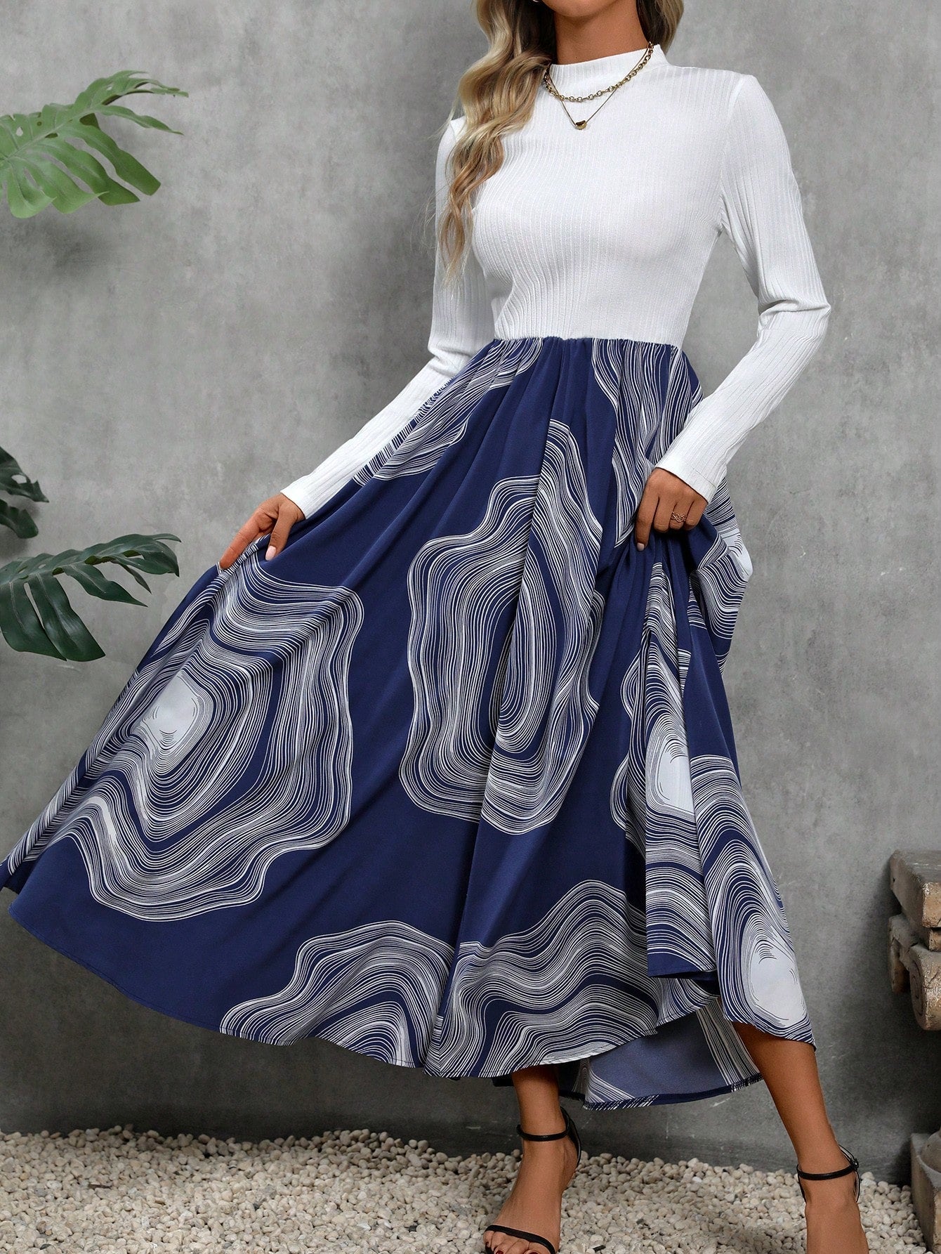Nextthink Print A-line Dress Without Belt - NextthinkShopsw2210086752974449