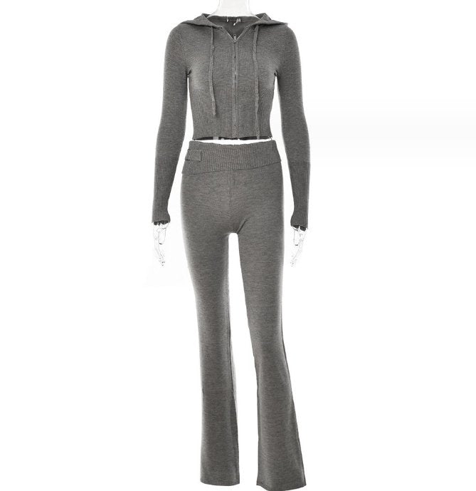 Nextthink Sexy Zip Long Sleeve Sweater And High Waist Long Pants Set - NextthinkShop