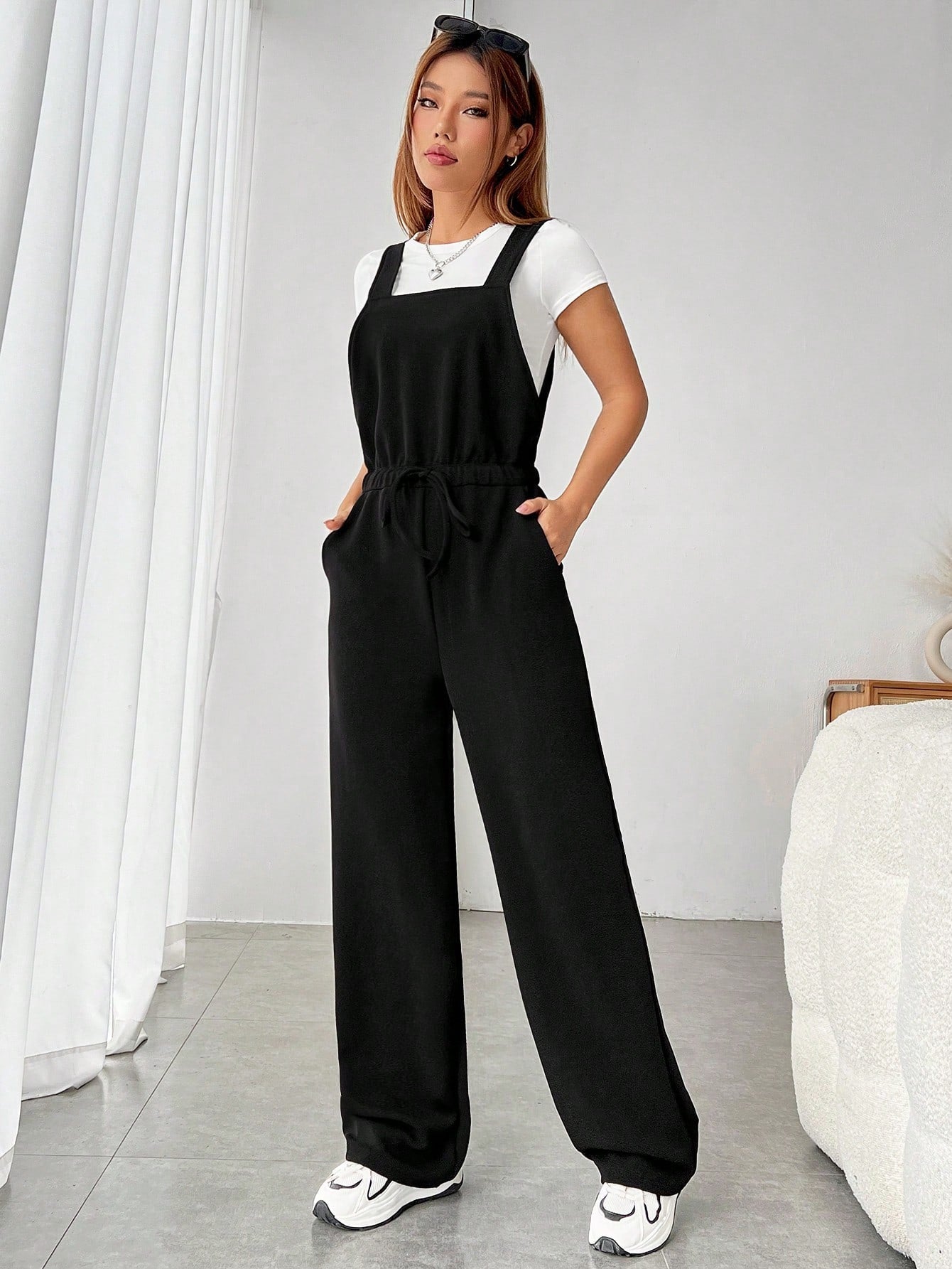 black overall jumpsuit