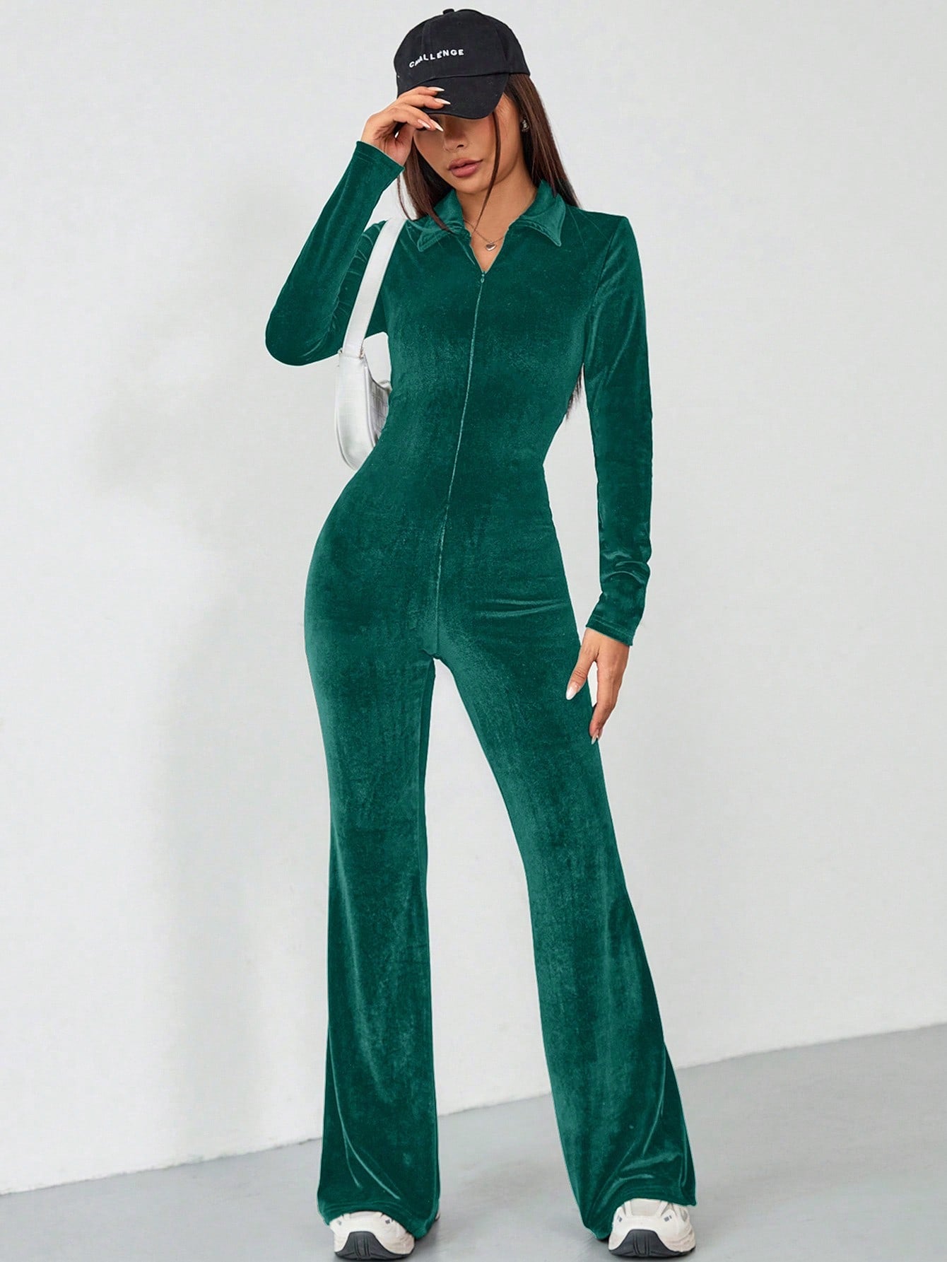 long sleeve flare leg jumpsuit