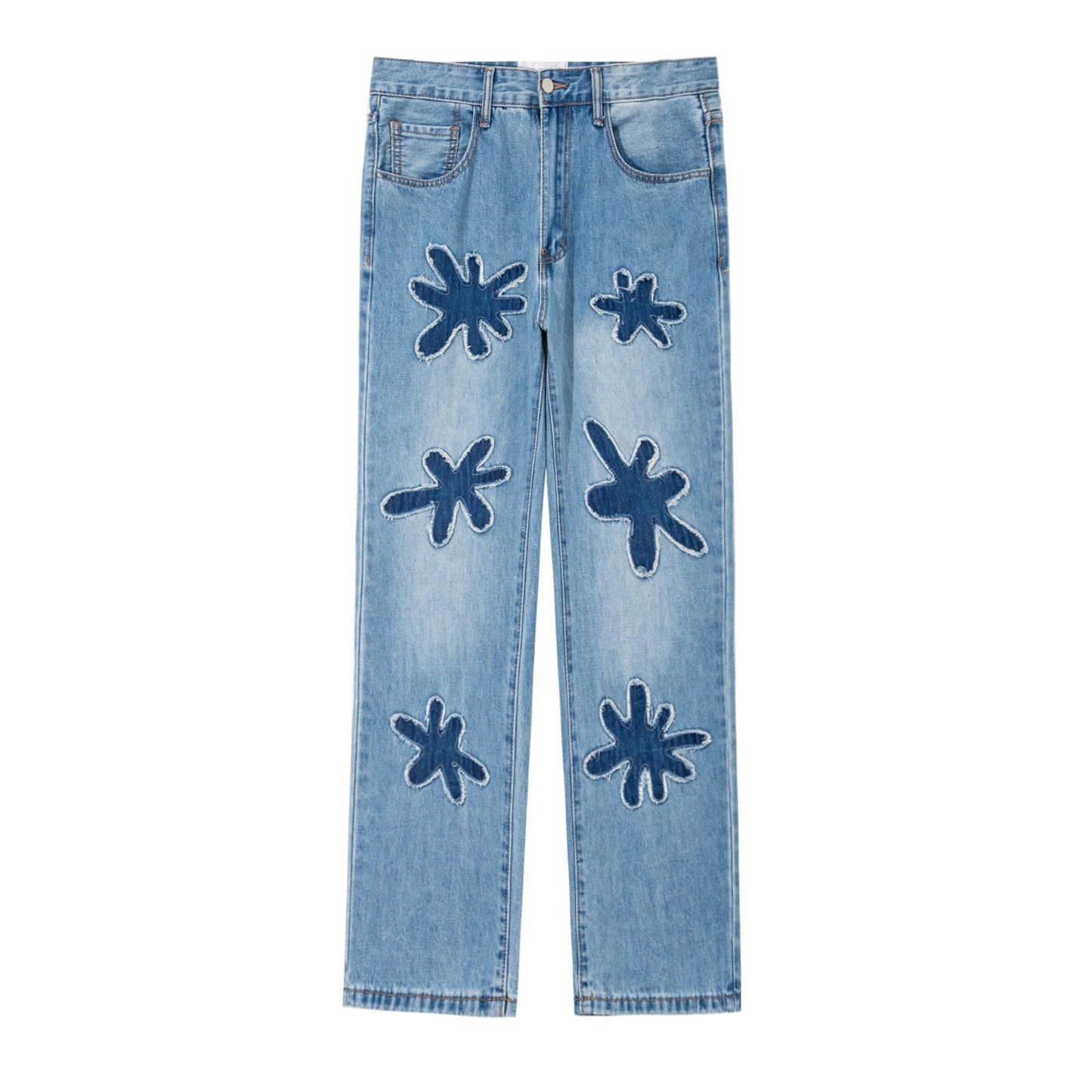 Retro Burnt Flowers Niche Wash Old Jeans For Men And Women - NextthinkShop