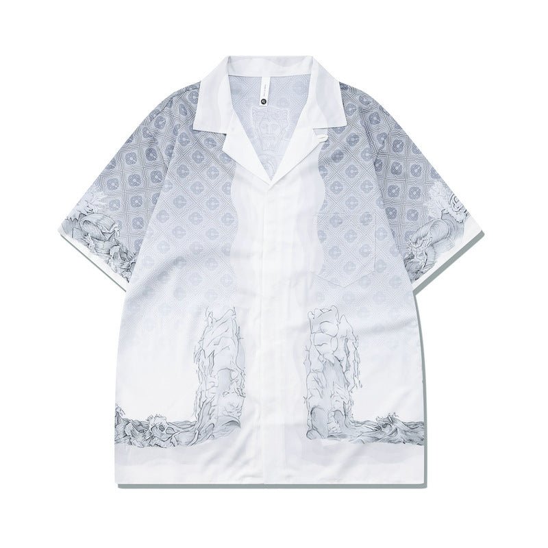 Retro Style Shirt Outfit Casual Silver White Stone Statue Printing - NextthinkShop0CJTW180170207GT0