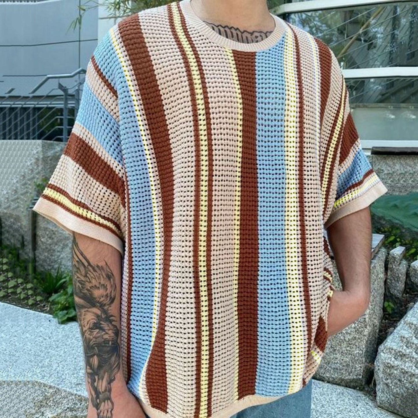 Round Neck Short Sleeve Thin Knitted T-shirt - NextthinkShop