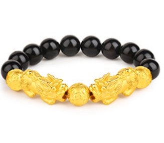 Sand Gold Men Obsidian Mythical Wild Animal Bracelet - NextthinkShop0CJSL158037104DW0