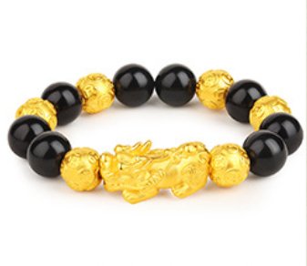 Sand Gold Men Obsidian Mythical Wild Animal Bracelet - NextthinkShop0CJSL158037106FU0