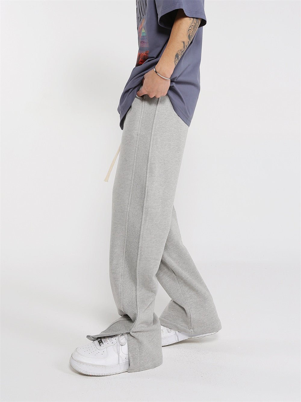 Solid Color Trousers Split Casual Sweatpants - NextthinkShop0CJXX151550507GT0