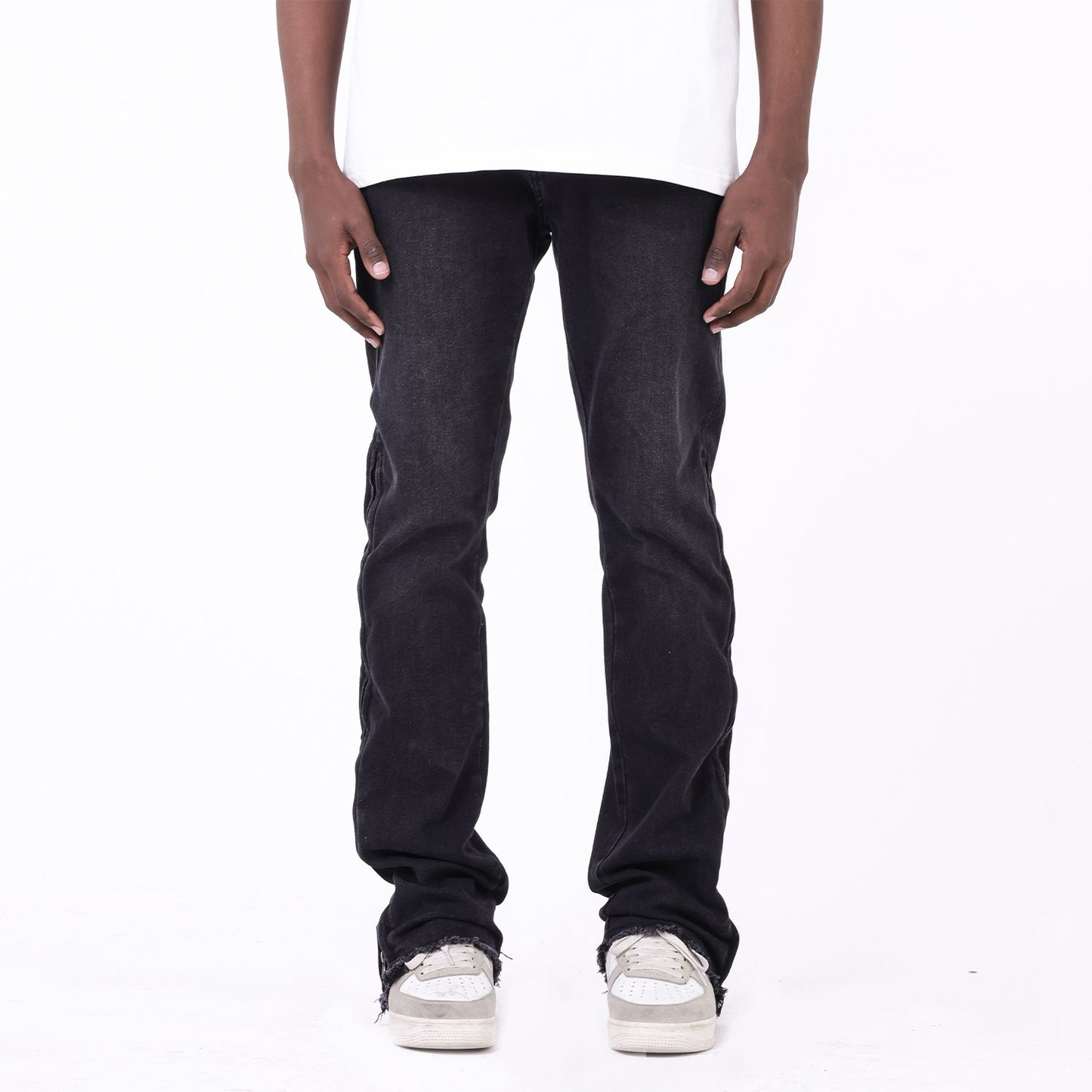 Straight Tube Raw Edge Side Zipper Design Jeans - NextthinkShop