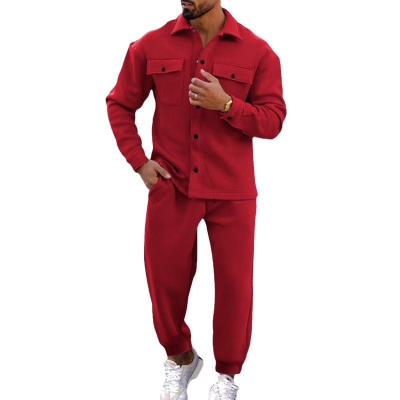 Suede Single-breasted Solid Color Slim Fit Two-piece Suit Men - NextthinkShop