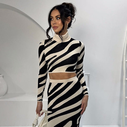 Top Striped Slim-fit Sheath Skirt Knitting Suit - NextthinkShopWomen's ClothCJLS193589603CXWomen's Cloth