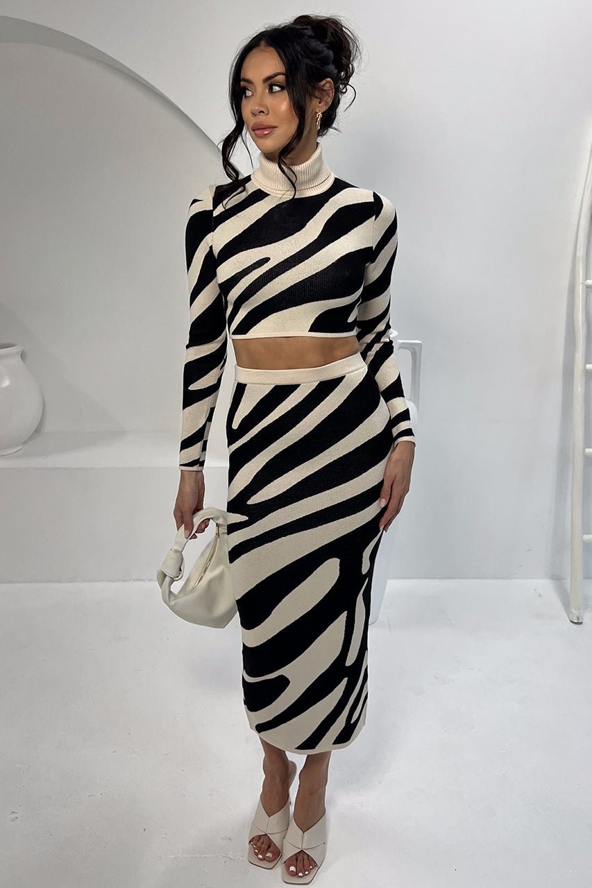 Top Striped Slim-fit Sheath Skirt Knitting Suit - NextthinkShopWomen's ClothCJLS193589603CXWomen's Cloth