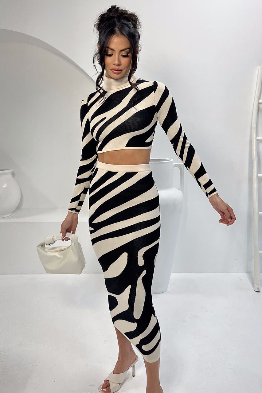 Top Striped Slim-fit Sheath Skirt Knitting Suit - NextthinkShopWomen's ClothCJLS193589606FUWomen's Cloth