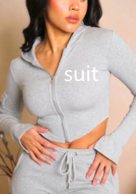 Women's Casual Tight Sportswear Multi-pocket Overalls With Coat And Cap Suit Pants - NextthinkShop