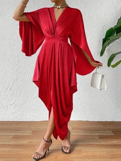 Women's Cloak Pleated Wave Dress - NextthinkShop