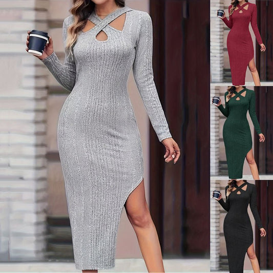 Women's V-neck Split Hip Dress - NextthinkShop