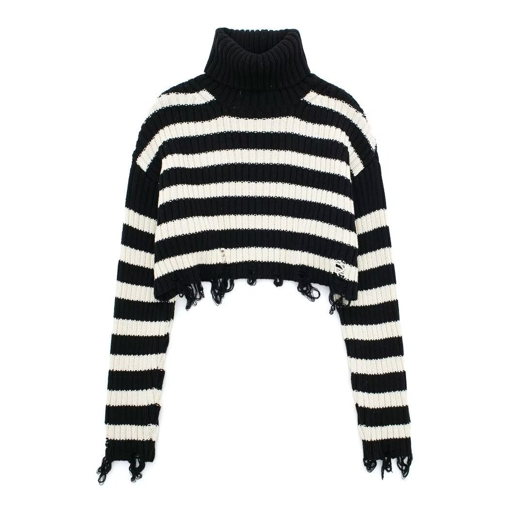 striped short sleeve sweater